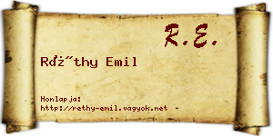 Réthy Emil névjegykártya